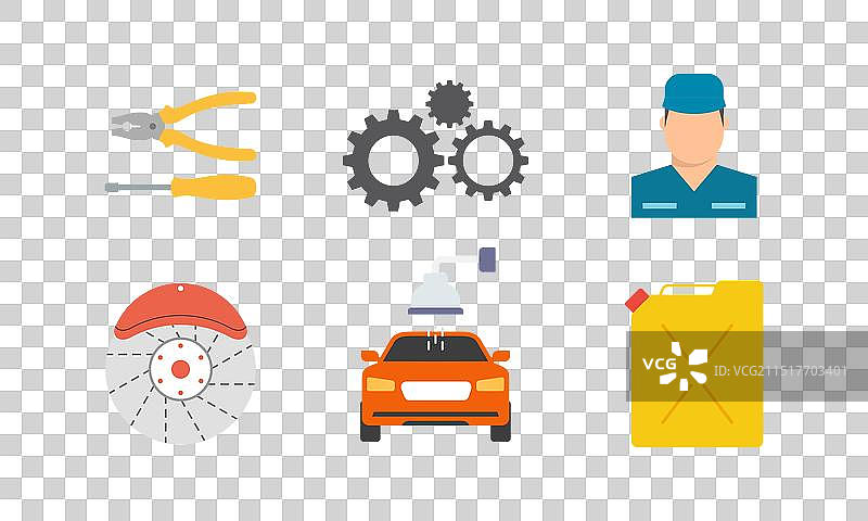 汽车维修服务扁平图标集图片素材
