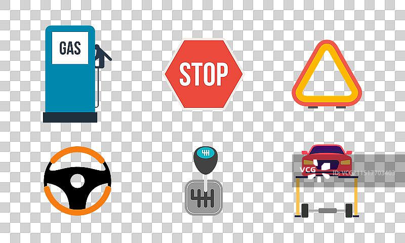 汽车维修服务扁平图标集图片素材