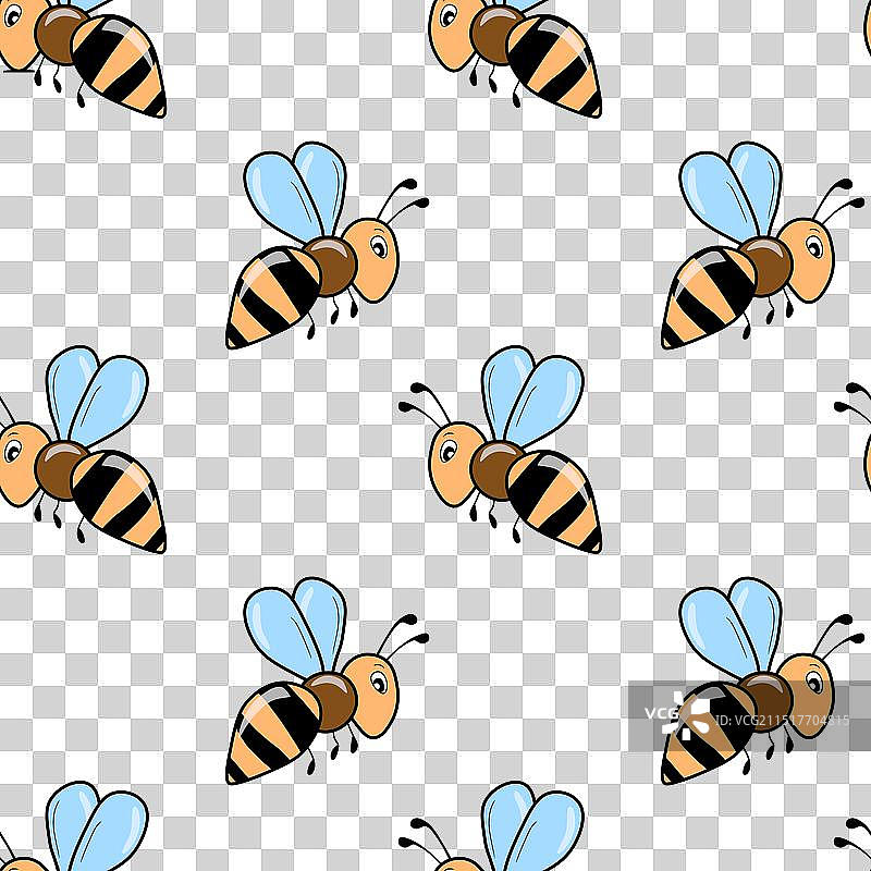 彩色背景上的蜜蜂无缝图案图片素材