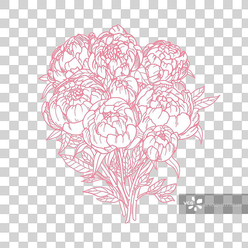 复古雕刻花束素描图片素材