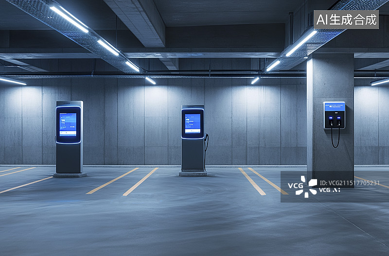 【AI数字艺术】服务区新能源充电桩图片素材