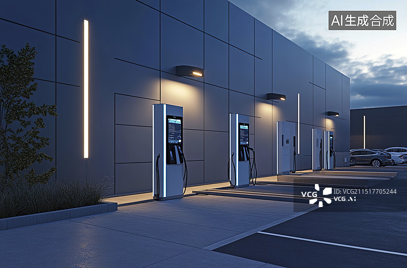 【AI数字艺术】服务区新能源充电桩图片素材