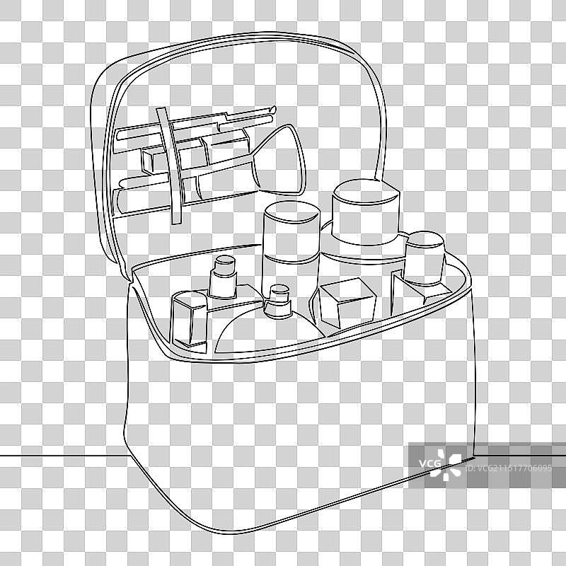 连续线稿化妆包概念图片素材