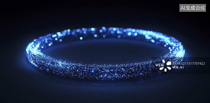 【AI数字艺术】圆环科技蓝色粒子发生器图片素材