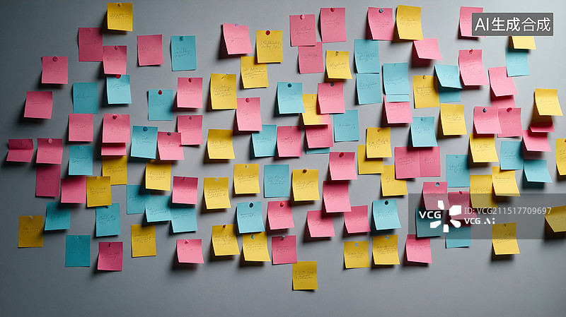 【AI数字艺术】彩色便利贴墙装饰图片素材