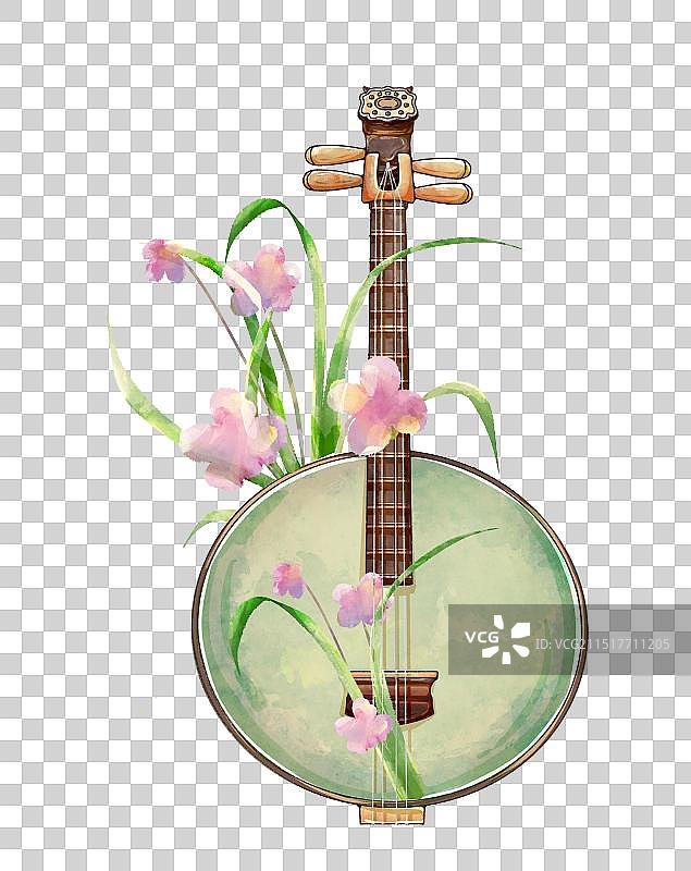 乐器阮和兰花图片素材