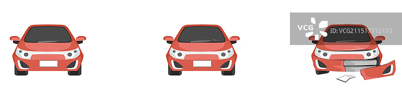 红色汽车前的状态，正常无损图片素材