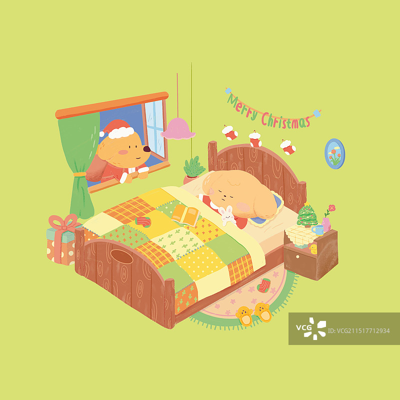 小狗大狗过圣诞节图片素材