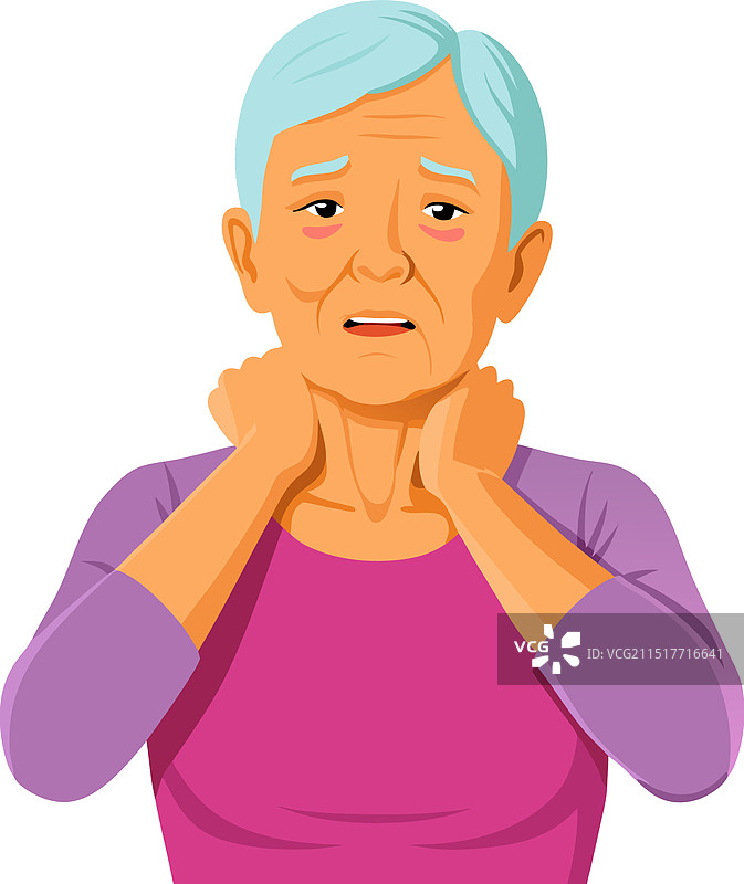 感到颈部疼痛的年长女人图片素材