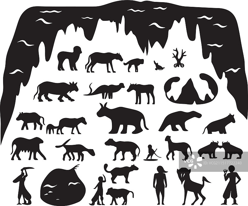 史前象形文字洞穴壁画标志黎明图片素材