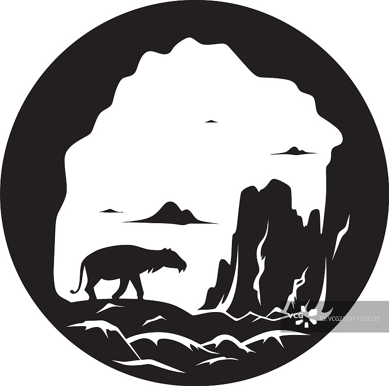 受洞穴启发的古老艺术标志设计图片素材