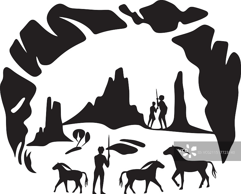 新石器时代叙事岩洞绘画图形标志图片素材