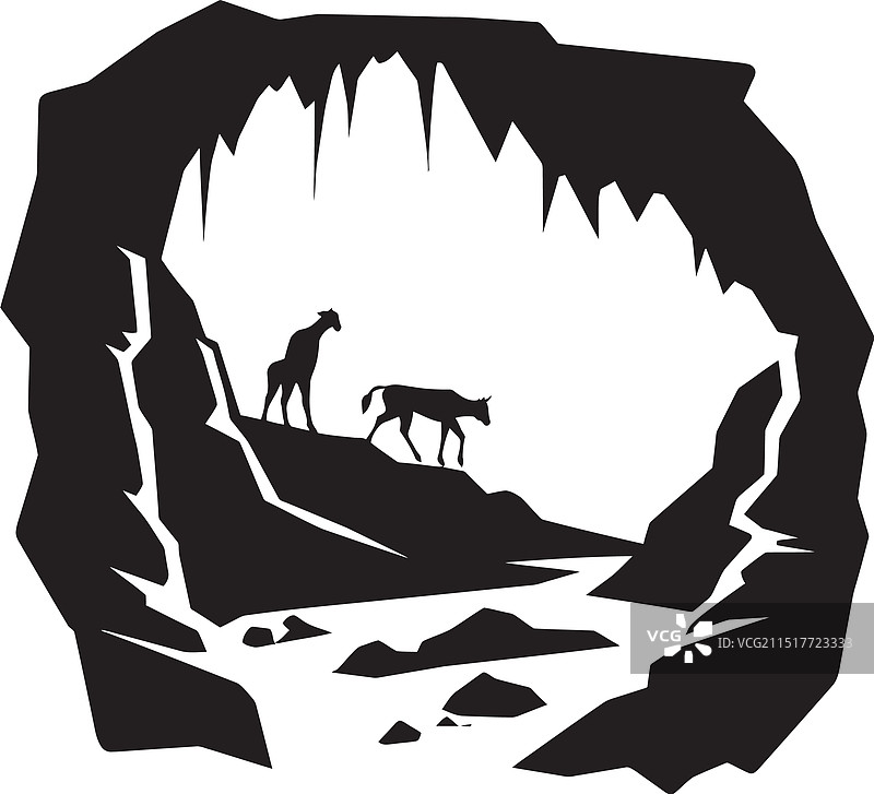 受洞穴启发的古老艺术标志设计图片素材