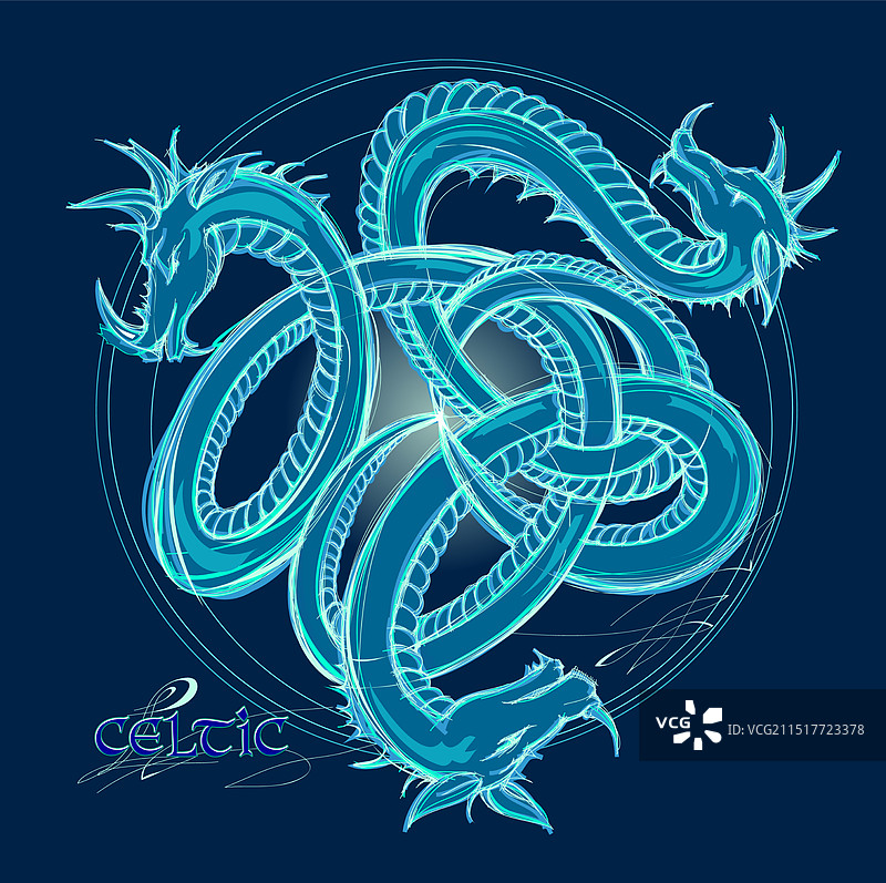 绿色三曲凯尔特螺旋装饰图片素材
