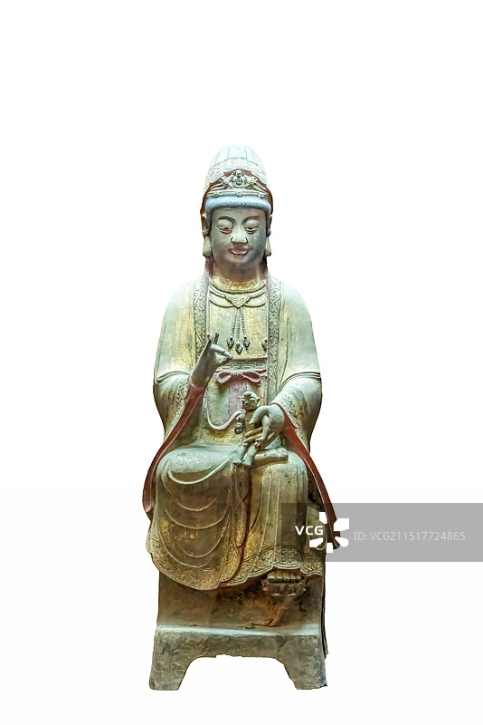 明清时期佛教造像，观音铜座像，新乡博物馆图片素材