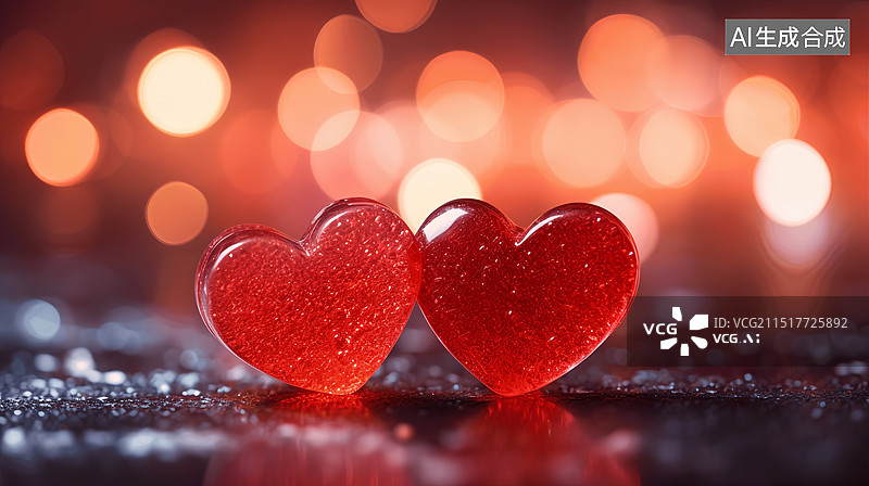 【AI数字艺术】红色心型果冻七夕情人节背景图片素材