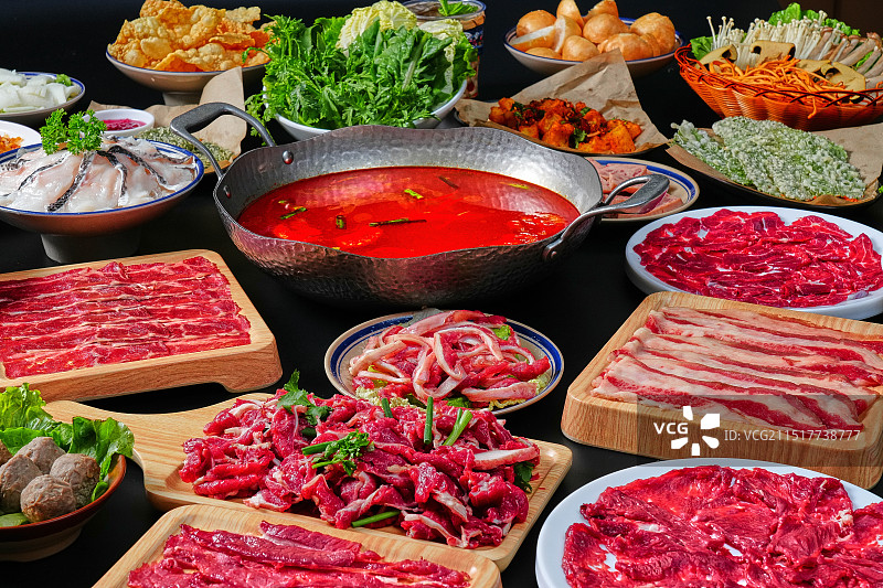 贵州酸汤火锅菜品全家福图片素材