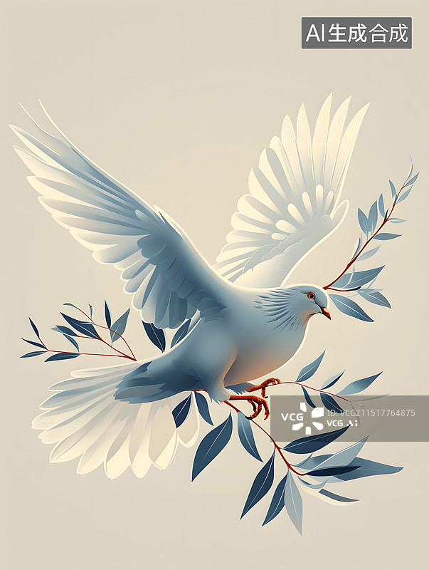 【AI数字艺术】象征希望和平的和平鸽图片素材