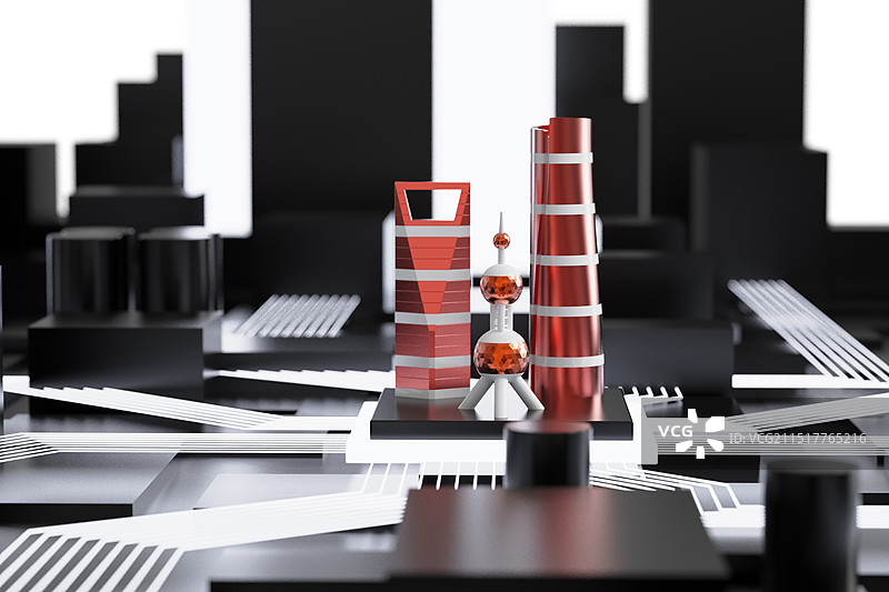 上海城市天际线三维插画图片素材