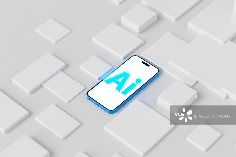人工智能手机概念三维插画图片素材