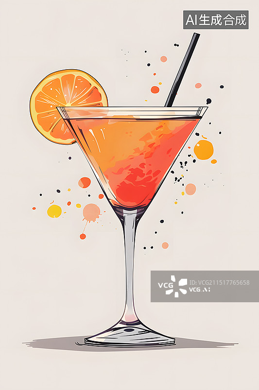 【AI数字艺术】一杯软饮料水果鸡尾酒图片素材