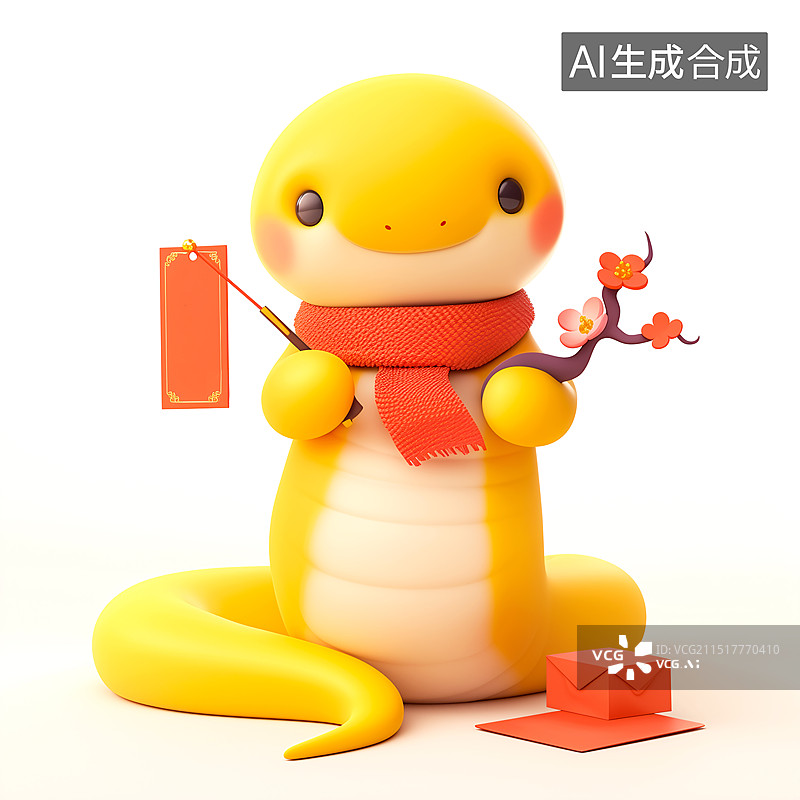 【AI数字艺术】3D蛇年卡通形象图片素材