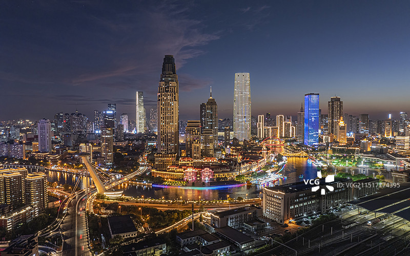 天津津湾广场夜景图片素材