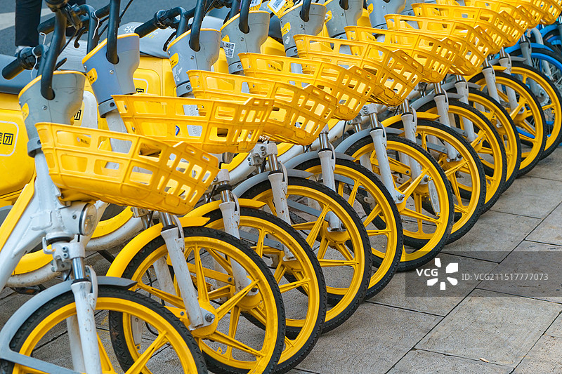 摆放整齐共享单车电单车图片素材