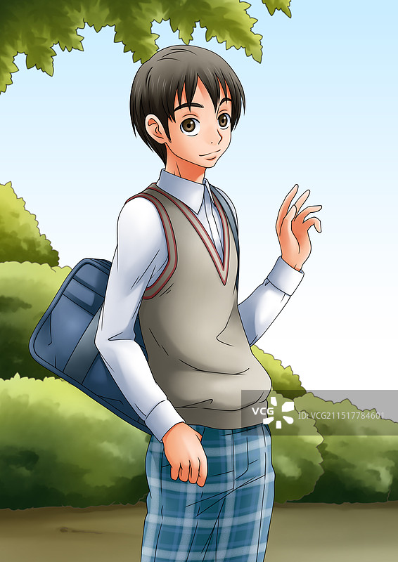男孩学生插画图片素材