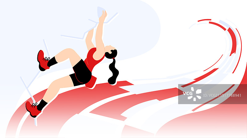 一个运动员攀岩比赛奥运会几何曲面插画图片素材