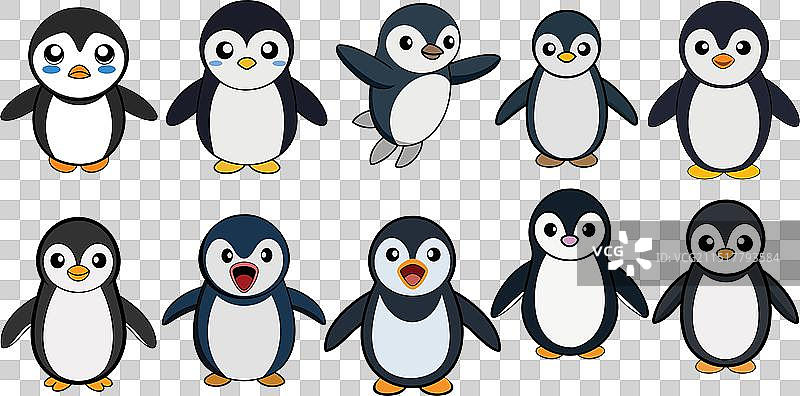 帽带企鹅扁平设计动物设计图片素材