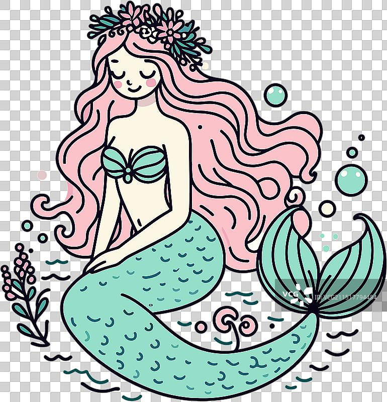 可爱美人鱼25个svg - 1图片素材