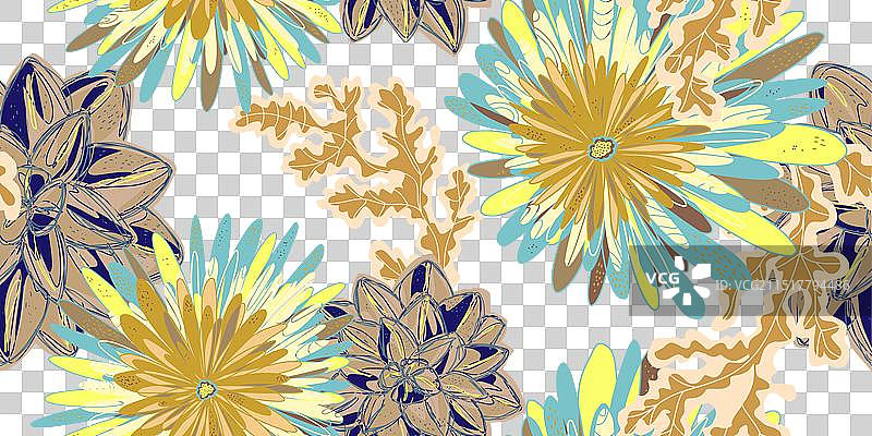 梦幻风格绽放花卉图案图片素材