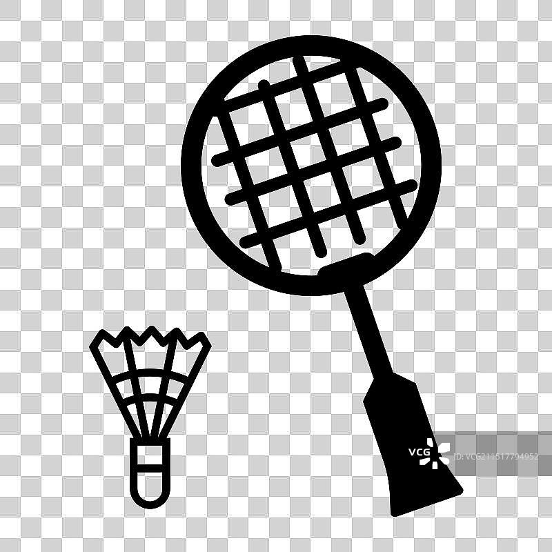 白色背景上的黑色羽毛球图标图片素材