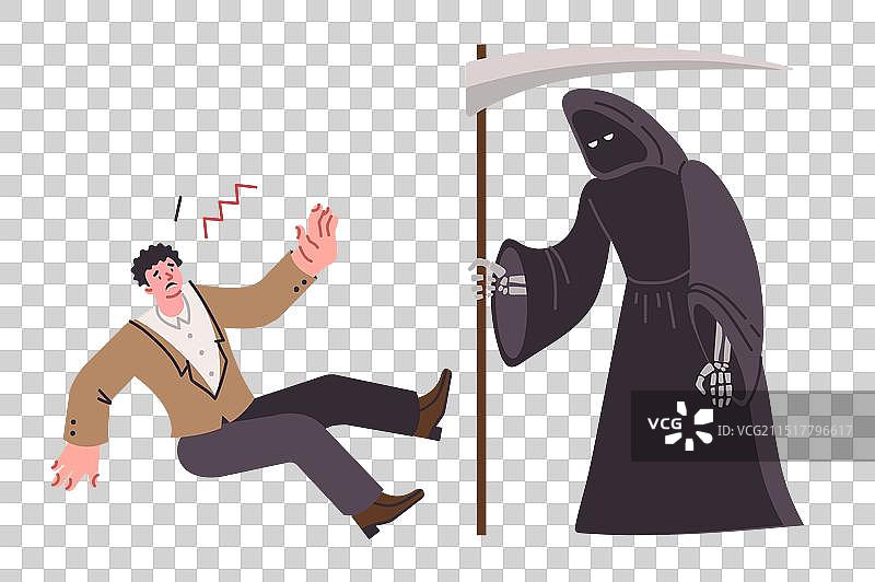 不愿去世的男人与死神的较量图片素材