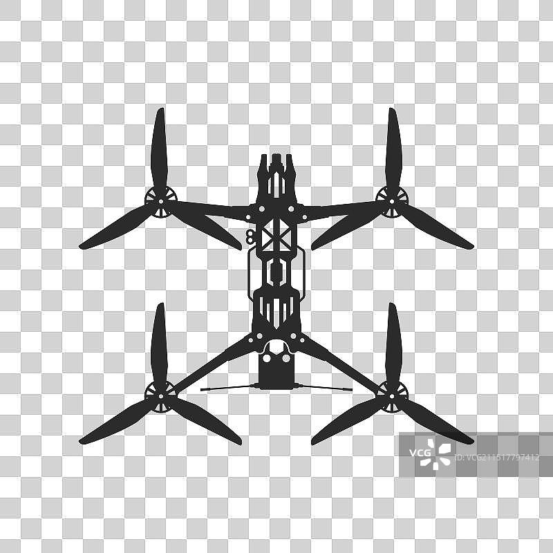 FPV无人机俯视图现代轰炸机黑色轮廓图片素材