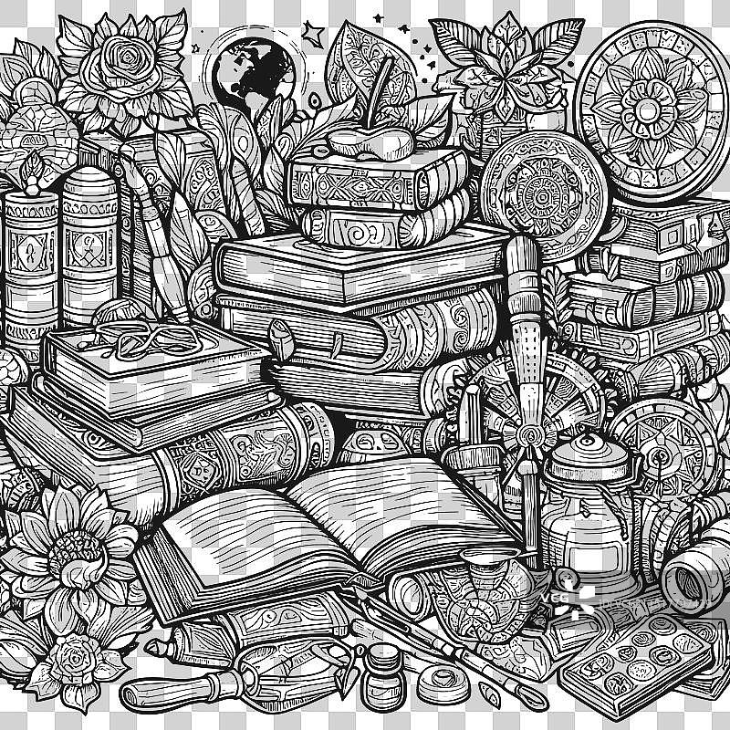 图书馆和办公用品大集合图片素材