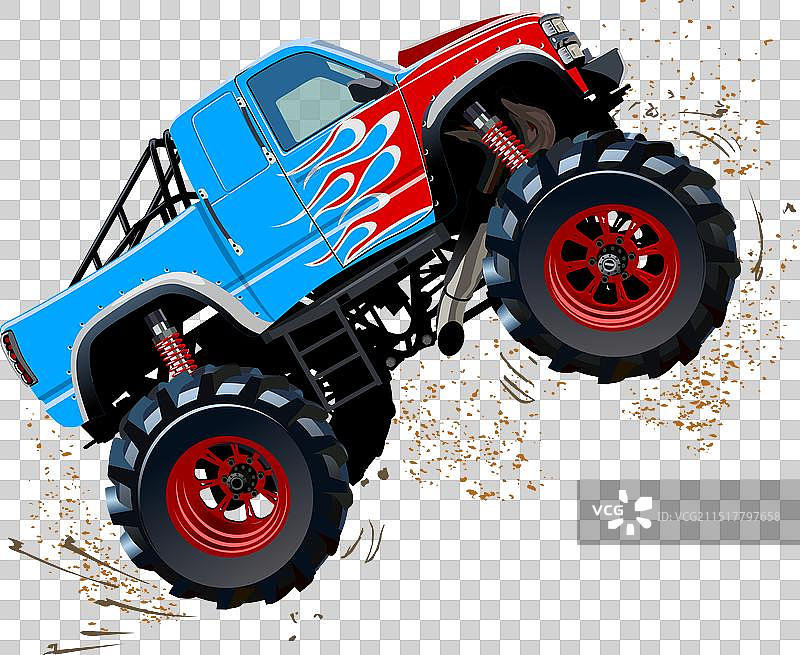 卡通白色背景上的怪物卡车图片素材