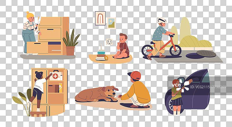 身处潜在危险境地的儿童图片素材