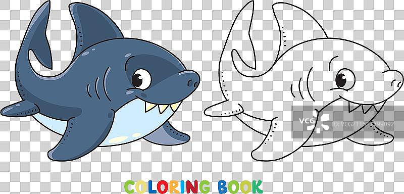 海洋主题鲨鱼儿童涂色书图片素材
