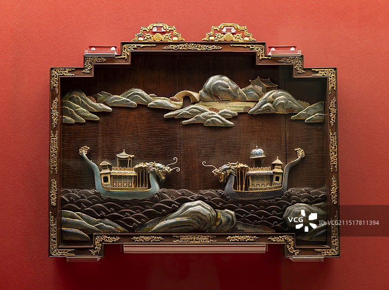 掐丝珐琅龙舟挂屏 清 上海博物馆图片素材