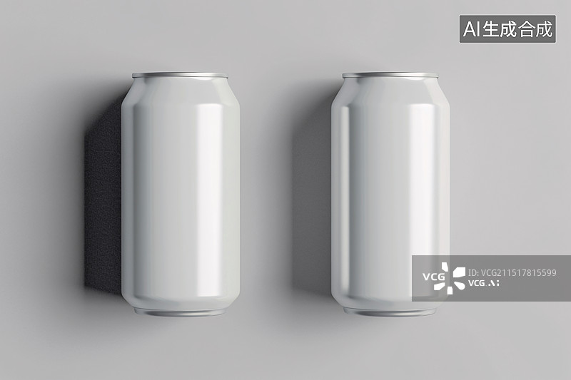 【AI数字艺术】白色背景啤酒苏打水铝罐设计模板3d渲染图片素材