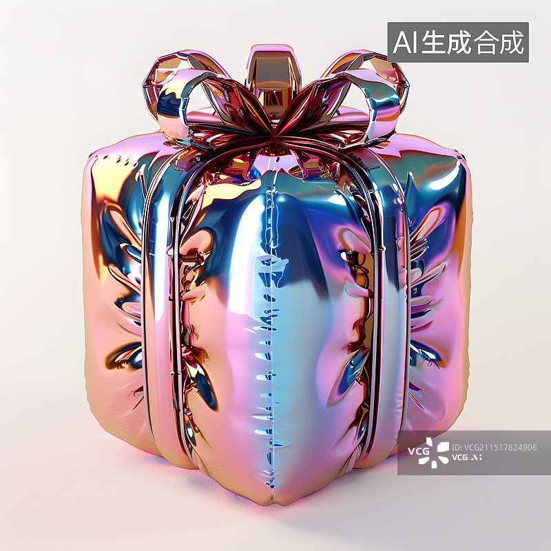 【AI数字艺术】酸性3D镭射礼盒图片素材