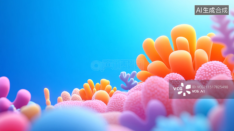 【AI数字艺术】海底世界3D海洋生物珊瑚梦幻唯美自然背景图片素材