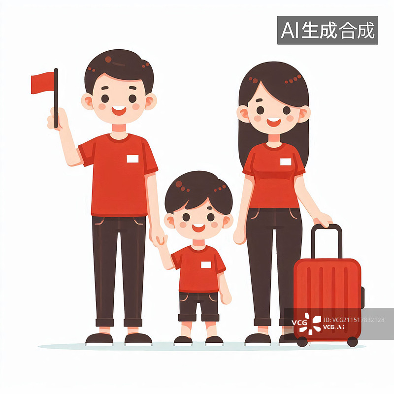 【AI数字艺术】一家人旅行图片素材