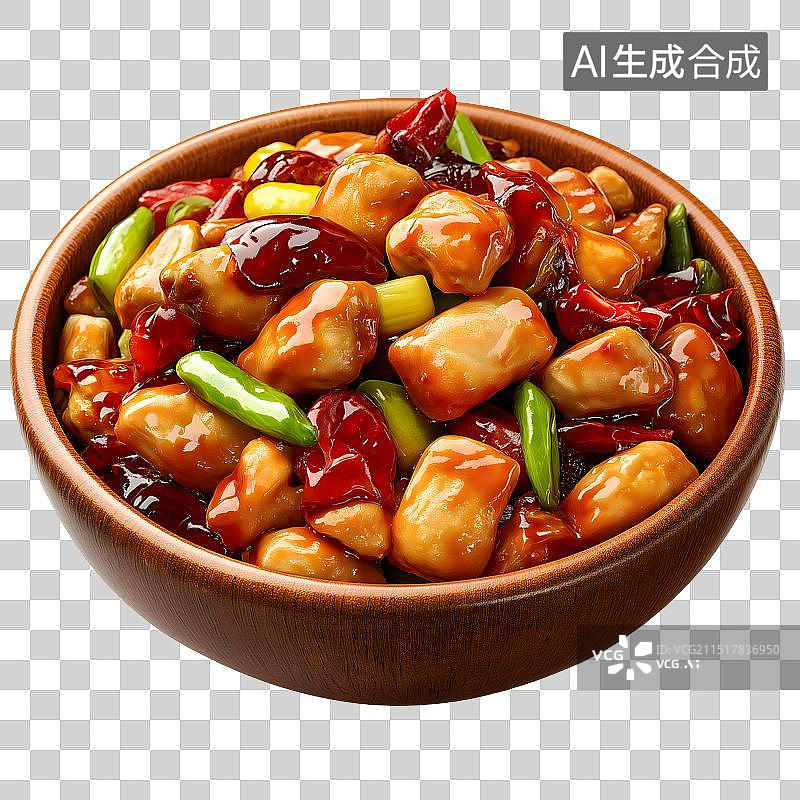 【AI数字艺术】宫保鸡丁卡通手绘食谱图片素材