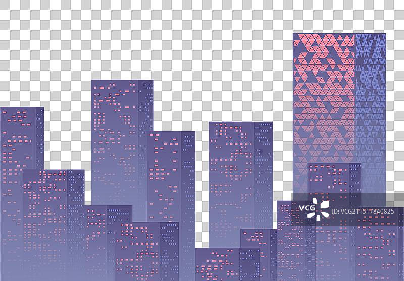 商业城市上空的紫色日落图片素材