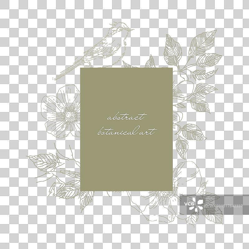 抽象花卉与麻雀图片素材