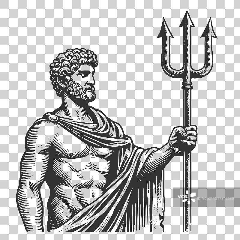 波塞冬三叉戟雕刻图片素材