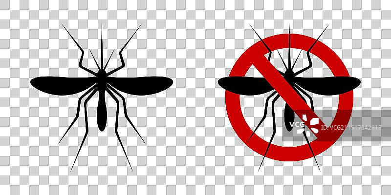 蚊子图标和防小咬禁止标志图片素材